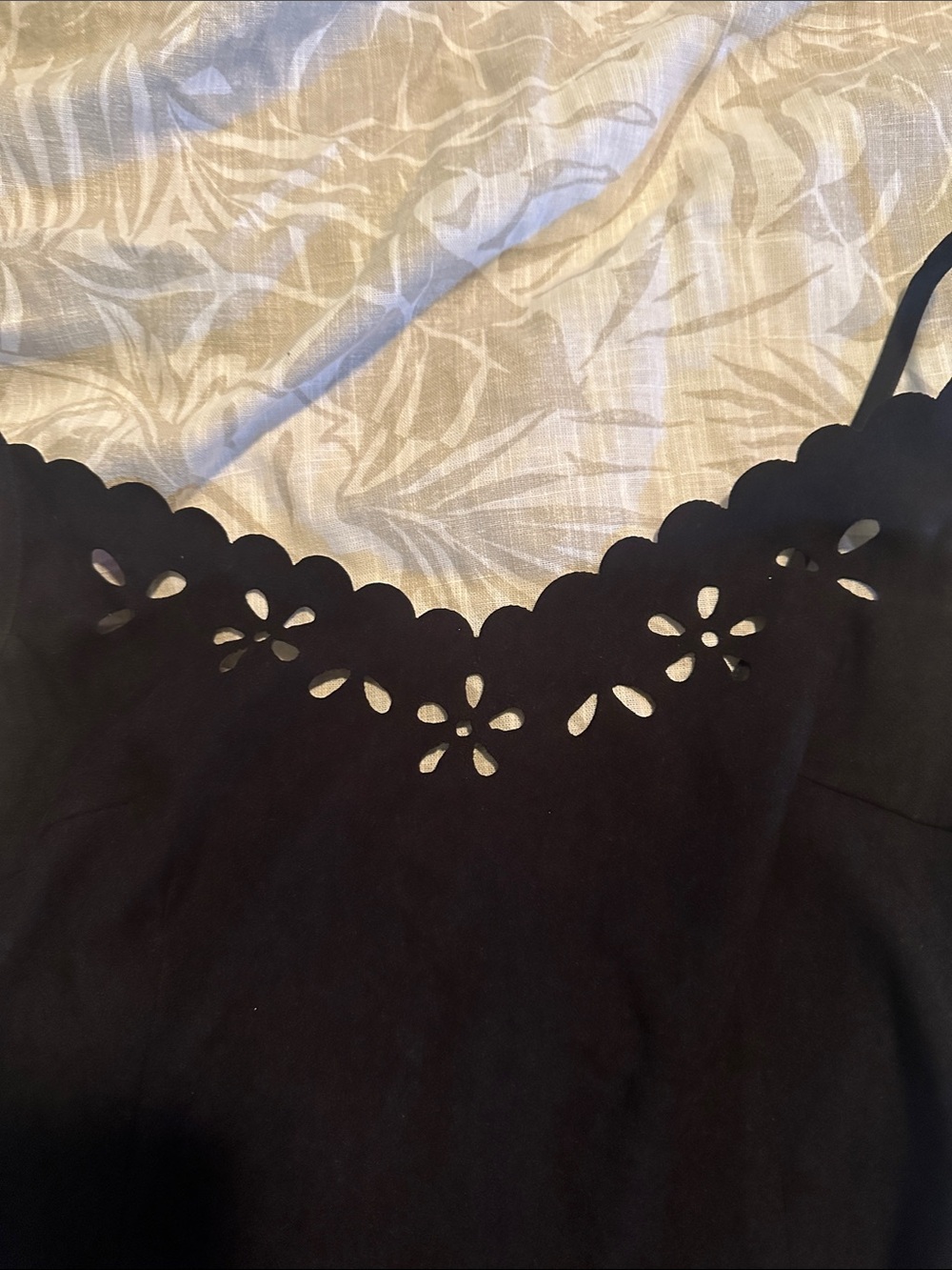 Hugo Buscati Black Scallop Floral Cutout Slip Dress